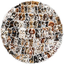 100PCS Cute Dog Stickers,Realistic Dog Stickers,Teens Boys and Girls Sticker Pack Vinyl Skateboard Guitar Door Laptop Luggage Car Bike Water Bottle Birthday Party Supplies Stickers