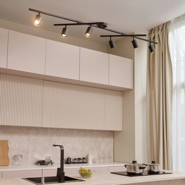 Not Available Waylon 6-Light Matte Black Track Lighting with Center