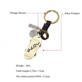 LKMY Keyring with Skateboard Shoes/Boat/Hat Gift | Leather Home Vintage Mini Pendant Keyring for Men and Women | Girls Boys, gold, Lightweight, old fashioned