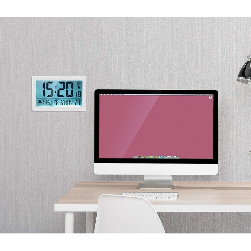 infactory Wall clock: XL Radio Controlled Clock with Double Alarm