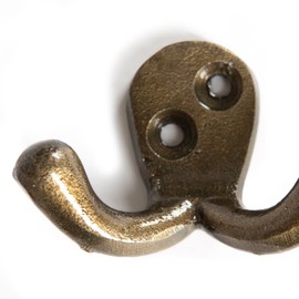 Hammer and Tongs - Double Coat Hook - W50mm x H35mm - Brass - Pack of 5