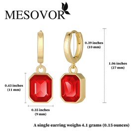 Mesovor Crystal Earrings Gold Hanging for Women, 14K Gold-Plated Hypoallergenic Earrings Golden Hoop Earrings, Jewellery Gifts for Family, Mother, Sister, Wife, Copper, 925 Sterling Silver, Crystal