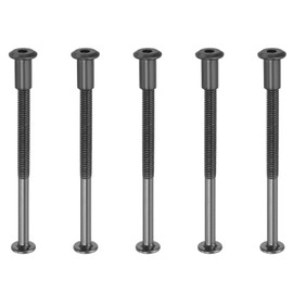PATIKIL M8 x 100 mm Hex Chicago Screws, 5 Set Binding Screw Posts Connecting Hex Drive Socket Cap Bolt Nuts for Scrapbook Leather Belt Album Photo Furniture Repair, Black