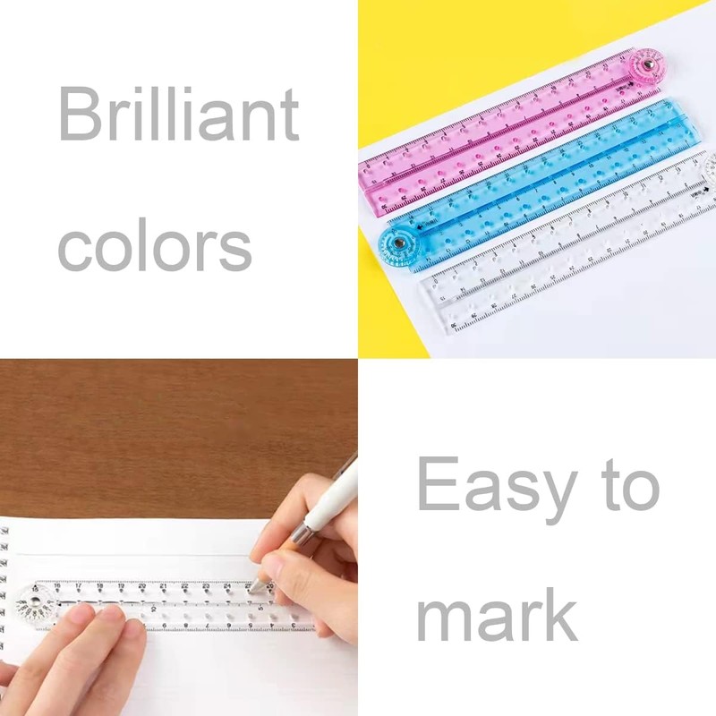 4 Pcs Folding Ruler for School, 30cm Clear Rulers Stationery