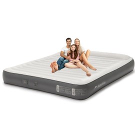 Naturehike Pillow Top Plush Compact King Air Mattress with Rechargeable Built-in Electric Pump, Blow Up Bed with Annular Air Column Structure, Inflatable Airbed for Home, Camping, Guests