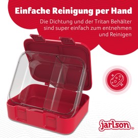 Jarlson® Children's Lunch Box with Compartments | Hand Wash Only | Lunch Box BPA Free | Bento Box Leak-Proof | Lunch Box for Nursery and School | 1000 ml (Dinosaur Red, MILI (3 Compartments -