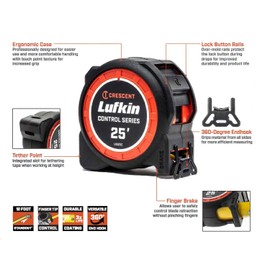 Lufkin 1-3/16 x 25' Command Control Series Black Clad Tape Measure - L1025CB