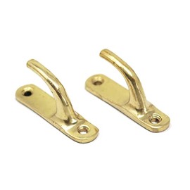 2 x fiXte Modern Styled Metal Curtain Blind Rope Cord Tassel Tie Back Hooks Available in Chrome, Brass or Modern Black Finishes (Brass)