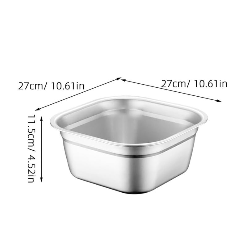 ULTECHNOVO Stainless Steel Washing Basin Square Mixing Bowl for Fruit