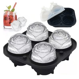 Ice Cube Tray, Rose Flower, Large Ice Ball Maker, Includes Hopper, Melt-Resistant, Easy Removal, No Leaking, Rock Ice, Highball, Romantic, Cute, Valentine's Day, Store Gift