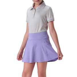 3 Pack Girls' Athletic Skirts with Built-in Shorts and Pockets, Youth Kids Skorts Tennis Golf Running (Set 2, Large)