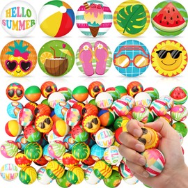 Liliful Summer Stress Balls Hawaiian Beach Foam Squeeze Ball Summer Theme Stress Toy Swimming Pool Sensory Stress Relief Fidget Toys Tropical Party Favor Beach Goodie Bag Stuffers Boys Girls(100 Pcs)