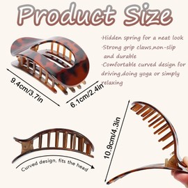 Flat Claw Clip,Claw Clip,4 Pcs Flat Hair Clips,Curved Design Non-slip French Barrette Accessories for Thin Hair Thick Hair for Women Girls