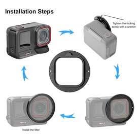 FotStdio Insta 360 Ace Pro 2 Kit de filtro de lente, anillo adaptador de filtro de 52 mm, marco de lente de aleación de aluminio, cubierta de protección UV para Insta360 Ace Pro 2 accesorios de cámara