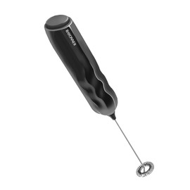 RAYONNER Milk Frother Handheld, Fast Powerful Drink Mixer with Stainless Steel Whisk for Coffee, Battery operated (Black)