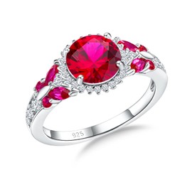 CAIDIKA Red Engagement Promise Ring Sterling Silver Butterfly Band 3.3 cttw Gemstone Statement Cocktail Rings 5A Cubic Zirconia Created Ruby Signet Ring for Women, Size 6