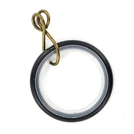 Merriway BH03212 (8 Pcs) Silent Running Metal Curtain Drapery Pole Rod Rings with Loose Eye, Inner Diameter 32mm (1.1/4 inch) Outer Diameter 42mm (1.5/8 inch) Black - Pack of 8 Pieces