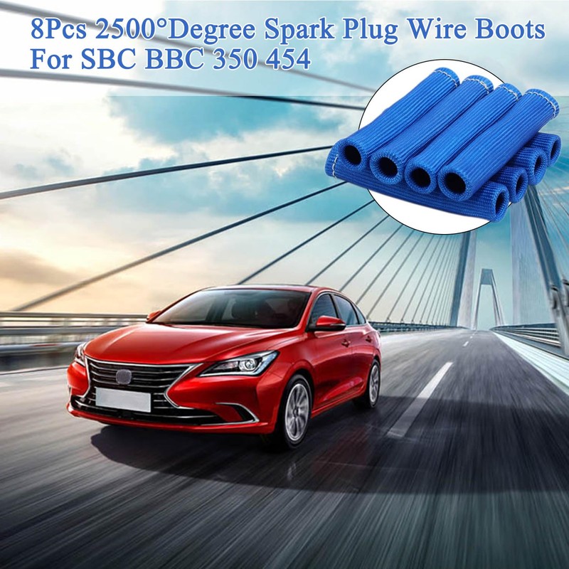 8Pcs 2500° Degree Spark Plug Wire Boots Heat Shield Protector