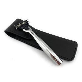 G.B.S Triple Blade Stainless Steel Razor with a Leather Case