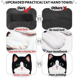 Openhahaha Cat Hand Towels for Bathroom,Funny Cat Kitchen Towels Decorative Hand Towel,Hanging Cat Towel Decor Washcloths Face Towels Absorbent Soft,Cat Towels for Cat Lovers (Black)