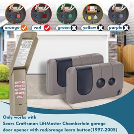 2 for Sears Craftsman Garage Door Remote &1 for Universal Garage Door Opener Keypad,Key Chain Garage Door Opener Remote 53680 139.53680 139.53681 HBW1255, for RED/Orange Learn Button ONLY(1997-2005)