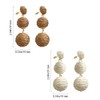 4 Pairs Handmade Raffia Rattan Bohemian Round Drop Dangle Earrings