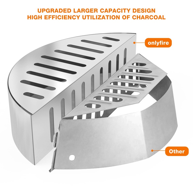 onlyfire Stainless Steel Charcoal Briquet Holder Charcoal Basket for Weber