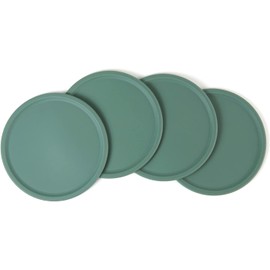 Carrotez Round Silicone Coasters, Coasters for Drinks, Thin Coasters for Coffee Table, Set of 4 - Soy Green