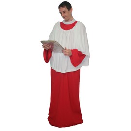 The Dragons Den Adults Red Religious Choir or Alter Boy Church Singer Fancy Dress Costume [L/XL]