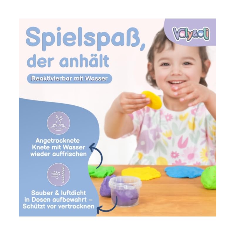 Valy&Oli® Knete - Extraweiche Naturknete - Vegane Bio Knete -