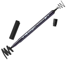 KINGART TT104-1 PRO Twin-Tip Black Color 445 Series Single Brush Pen Artist Marker, Double-ended Brush Tip & Fine Tip, Water-based Non-Toxic Ink, Black