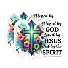 (2 Pack) Blessed by God Loved by Jesus Led by Spirit Magnets - Jesus Christian Inspired Religious - 5" On Longest Side - for Cars, Refrigerators, Toolboxes, Lockers- Made in USA - MAG0662