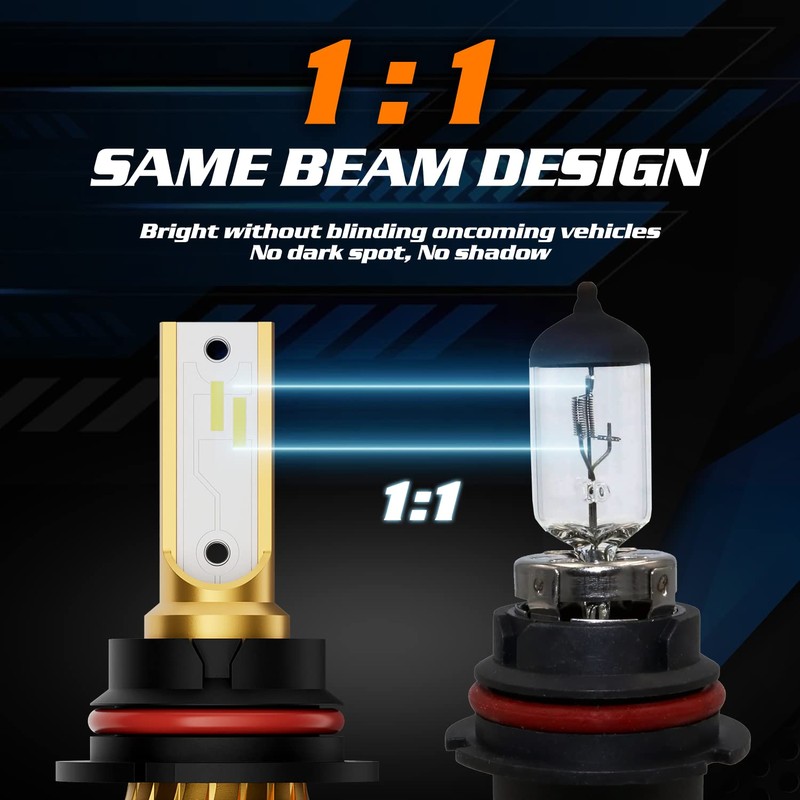 M-AUTO 9007 LED Headlight Bulbs, HB5 LED Light 6000LM Per