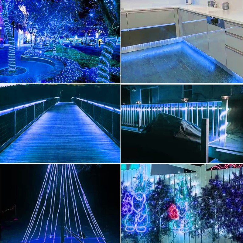 LAMPHOME LED Rope Light Blue Cuttable LED 216LED 18FT 110v