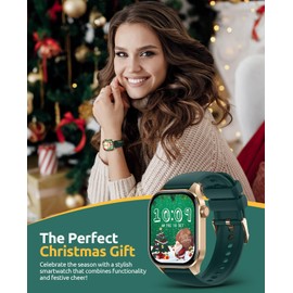 Smart Watch Christmas for Women 2.04" HD Screen Fitness Tracker Watches, Heart Rate Sleep Blood Oxygen Monitor, IP68 Waterproof, 136+ Sports, Answer/Make Call Smartwatches for Android iOS, Gold