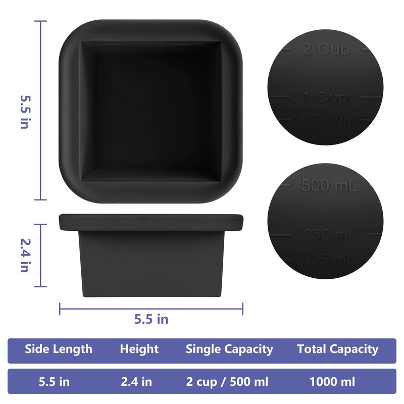 Kinggrand Kitchen 2 Cup Silicone Freezer Trays with Lid 4