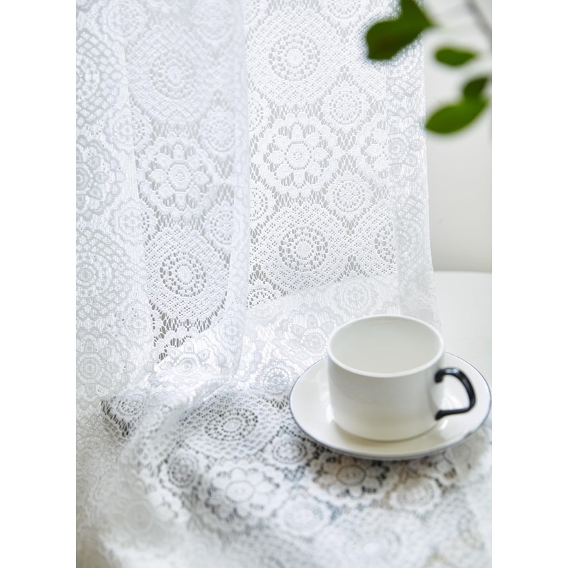 Sarah Haus Lace Curtain Panel (Single), Hebron Pattern Drapes, Rod