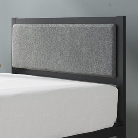 ZINUS Korey Metal Platform Bed Frame with Upholstered Headboard / Wood Slat Support / No Box Spring / Easy Assembly, Twin