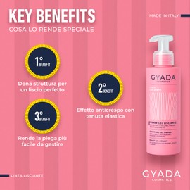 GYADA COSMETICS, glättender Gel-Primer, bietet Halt und Struktur für glatteres Haar, Anti-Frizz-Wirkung, 150 ml