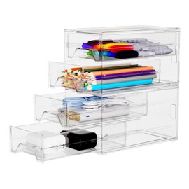 Organizer Storage Plastic Drawer For Desk: 2 Pcs 4x8 2 Drawer Desktop Office Supplies, Desk Organizers, Clear Desk Accessories, Dustproof Drawer Storage, Office Desk Accessories Supplies Storage