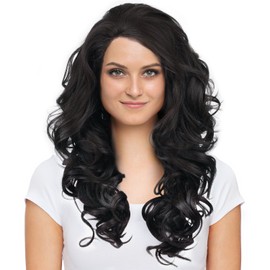 Synthetic Lace Front Curly Wig for Women, Medium Length Natural Looking Wave Hair Wigs Jet Black