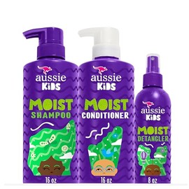 Aussie Kids Hair Care Bundle Set Including: Shampoo (16 Fl Oz), Conditioner (16 Fl Oz) & Detangler Spray (8 Fl Oz), Paraben- Freem Sulfate-Free, Dye-F