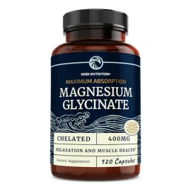 Glicinato de Magnesio Nobi Nutrition 400 mg  Magnesium Glycinate Supplement, 120 Capsules                                                             
