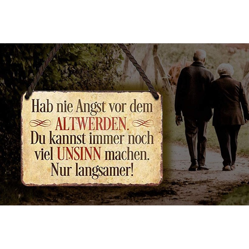 Blechschilder Grandma-Grandpa Sign with Text in German, 18 x 12