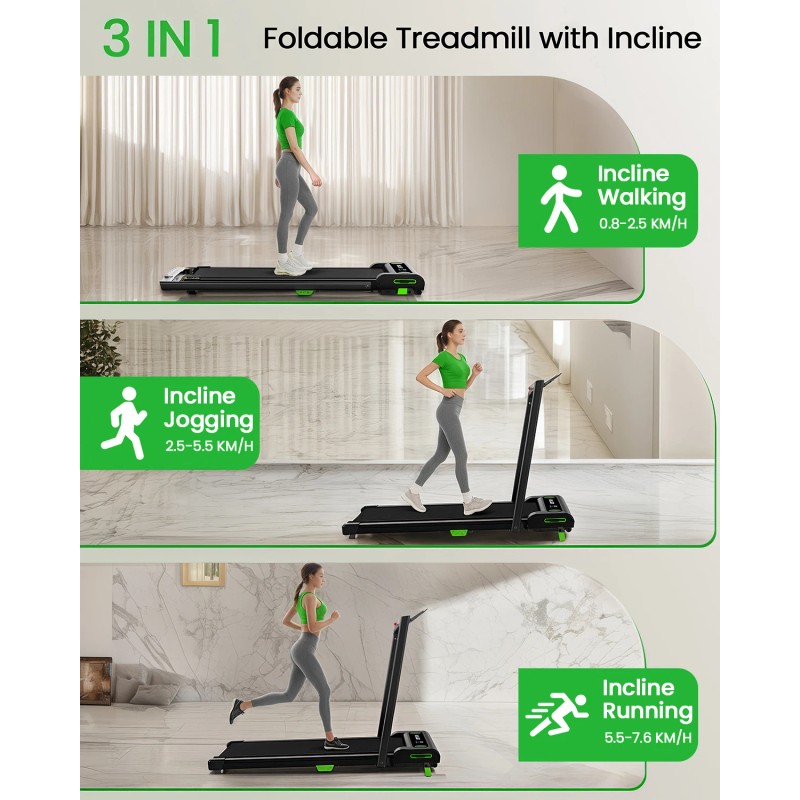 AKLUER Foldable Electric Walking Pad with LED Screen Manual Incline