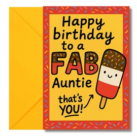 LimaLima Auntie Birthday Card You're Fab Design For A Special Aunty 21st 30th 40th 50th