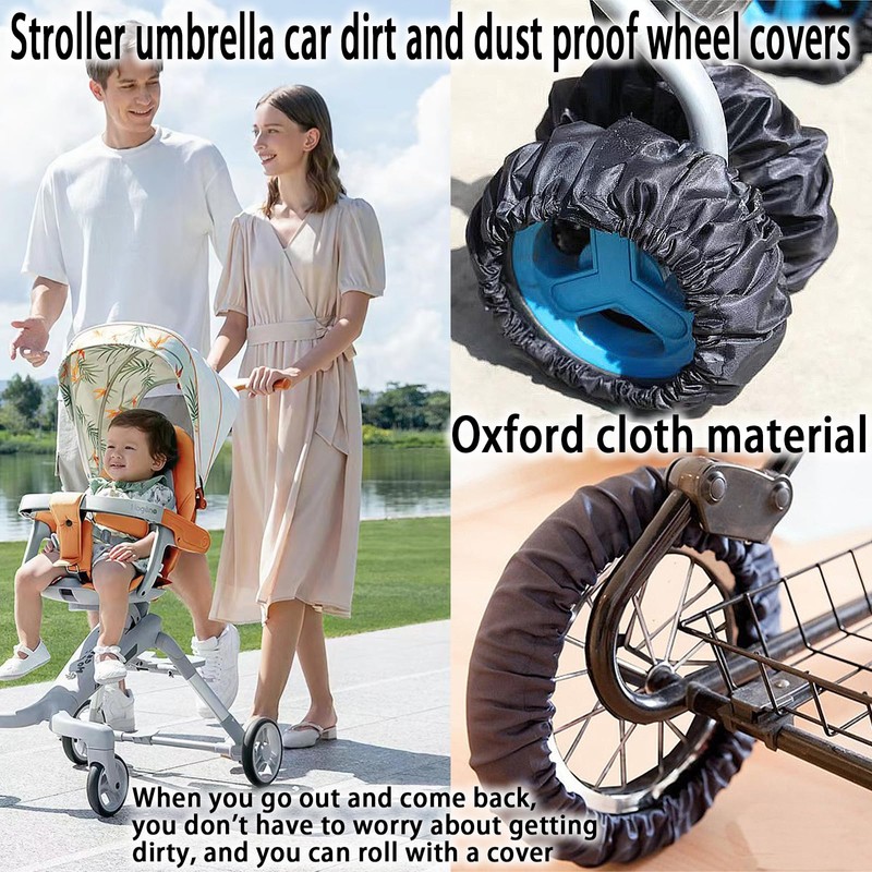 PLATEYTR 8pcs Wheel Covers, Stroller Wheel Protectors, Waterproof and Dirt