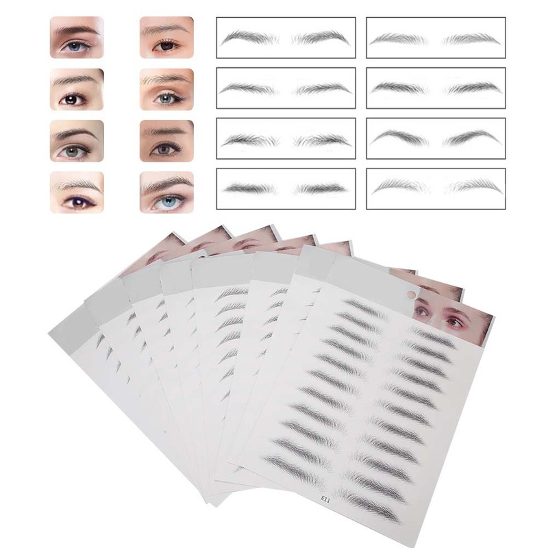 8pcs Tattoo Eyebrow Sticker Waterproof Breathable Long Lasting False Eyebrows