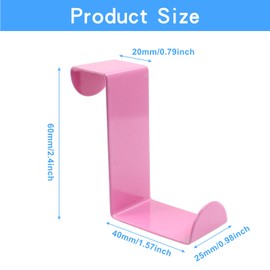 Auvotuis 5Pcs Over The Door Hooks, Z-Shaped Hanger Hooks Fits 3/4" & 1-1/2" Door Widths, Reversible Single Metal Hooks for Hanging Clothes,Towels, Bags (Pink)