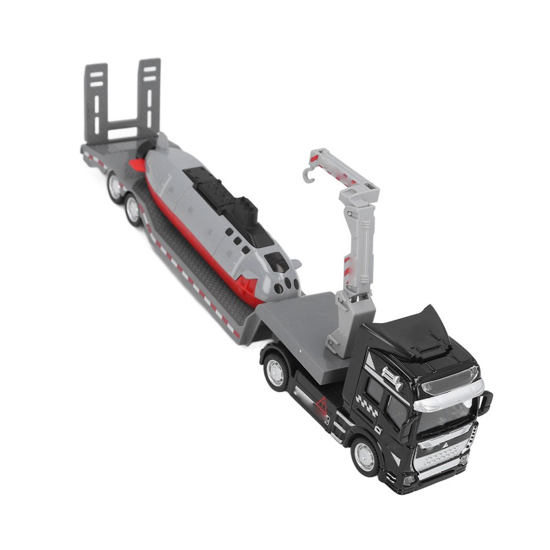 Alloy Semi Flatbed Trailer Truck Toy with Submarine Educational Realistic